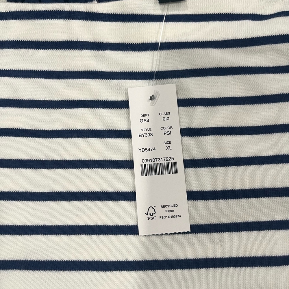 j.crew boatneck t-shirt with bows in stripe mariner cotton | size XL - Picture 5 of 5